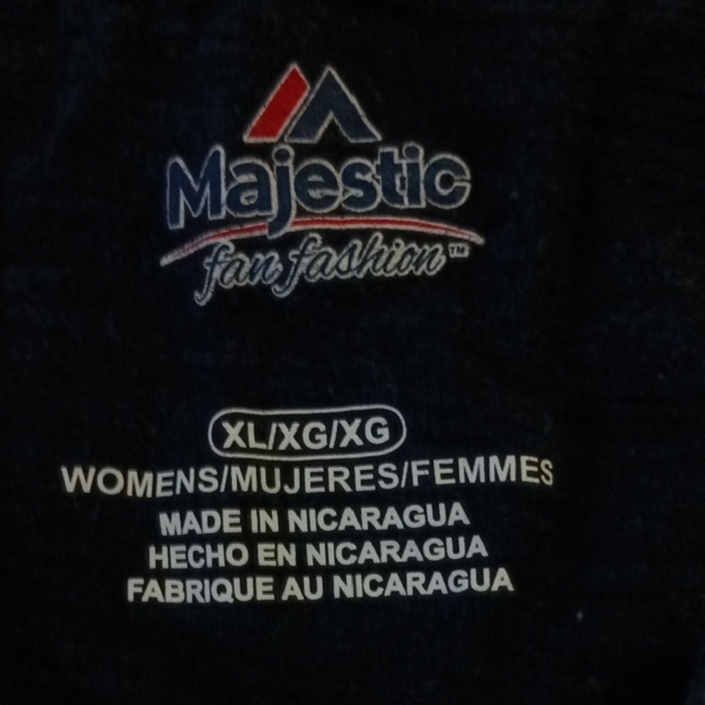Majestic Navy V-Neck Seahawks Tee with Lime Green Logo - Picture 2 of 4